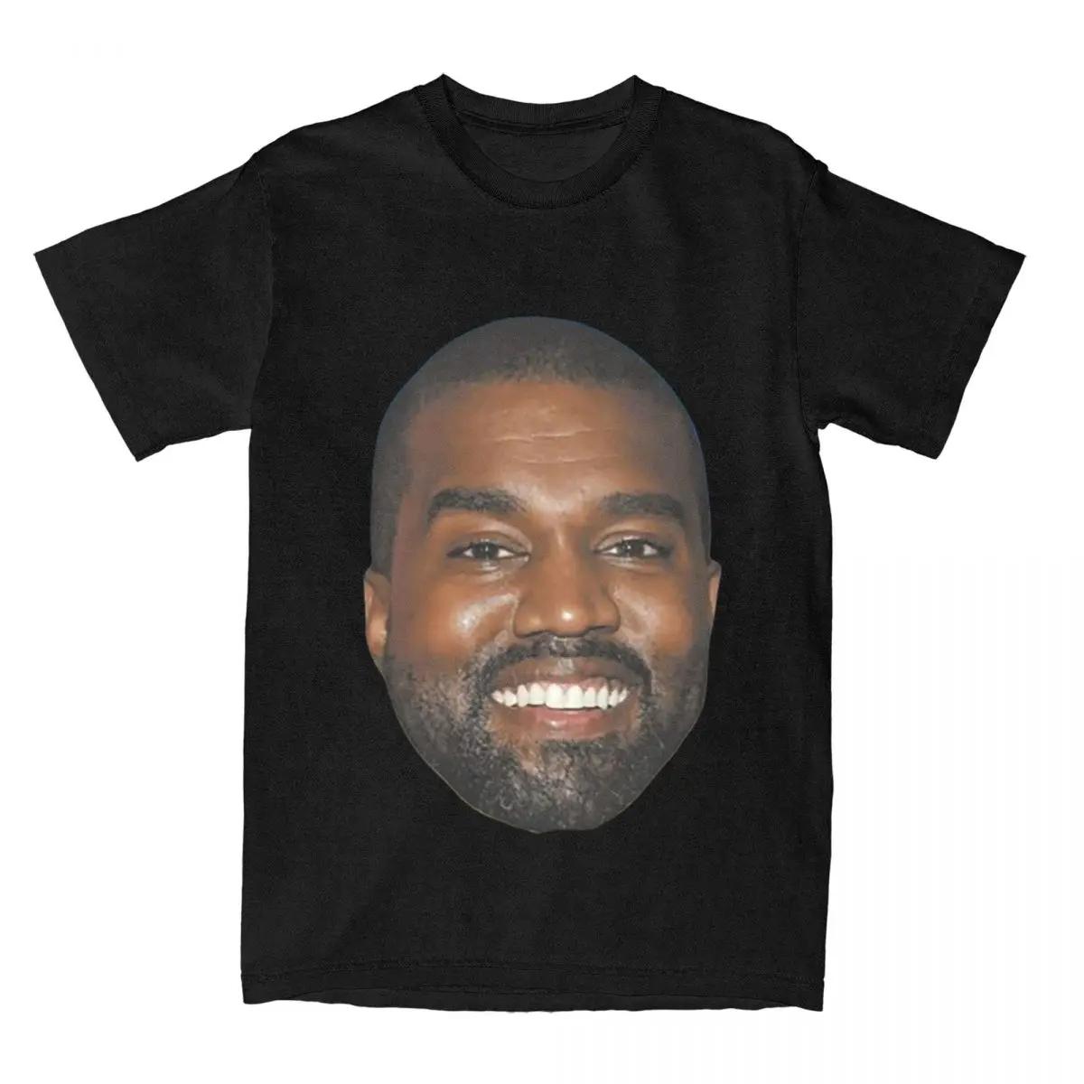 

Smile Kanye Wests Face Head Rapper T Shirts Merchandise Men Women s Pure Cotton for Male T-shirt Short Sleeve Clothing Plus Size 4XL