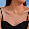 Stainless Steel Chic Wave Chain Necklace for Women, High Quality Gold Plated Choker Necklace, Fashion Waterproof Jewelry Gift