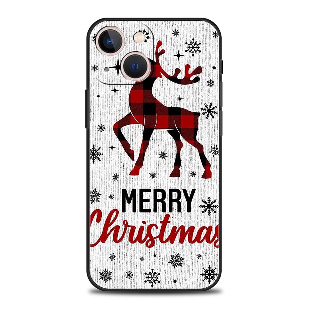 Christmas Graphic Printed Luxury Phone Case For iPhone 13 15 14 12 Mini 11 Pro MAX XR X SE XS 7 8 Plus Silicone Black Cover