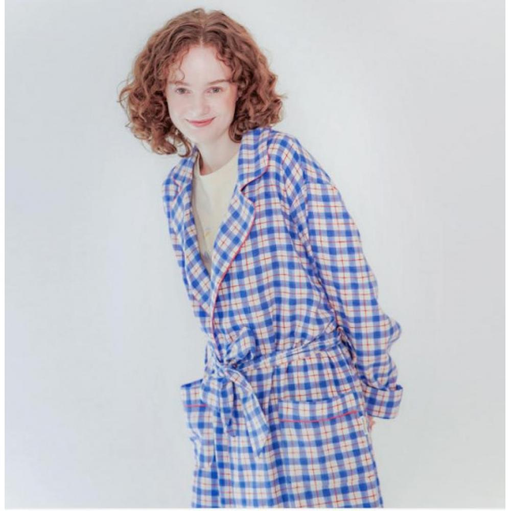 Sunday Lounge Women S Blue Water Check Robe Swjjagn0029