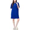 MLB Letter Embroidery Polo Neck Short Sleeve Dress Women Dress Navy-Blue 3FOPB1033-07NYL