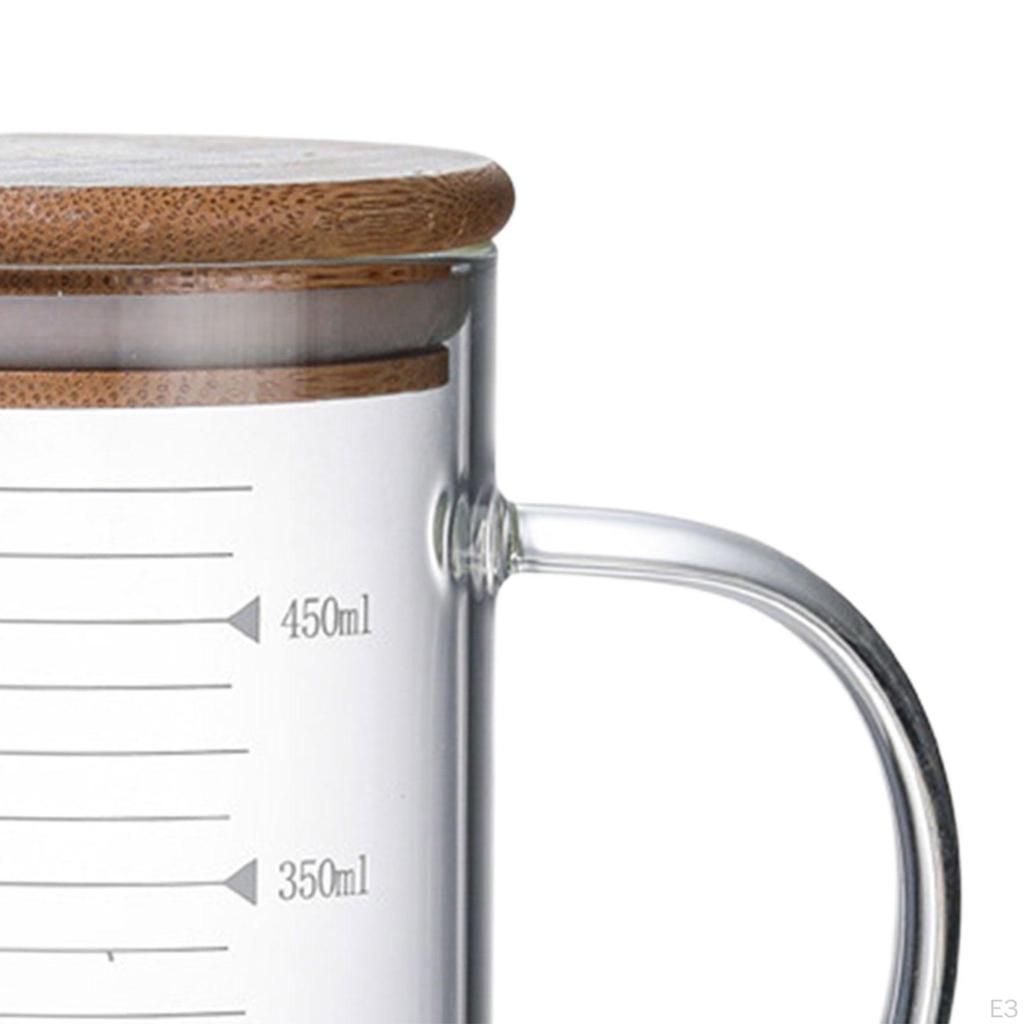 Cup Glass with Scale, Household Heat Resisttant Clear Water Pitcher lid,