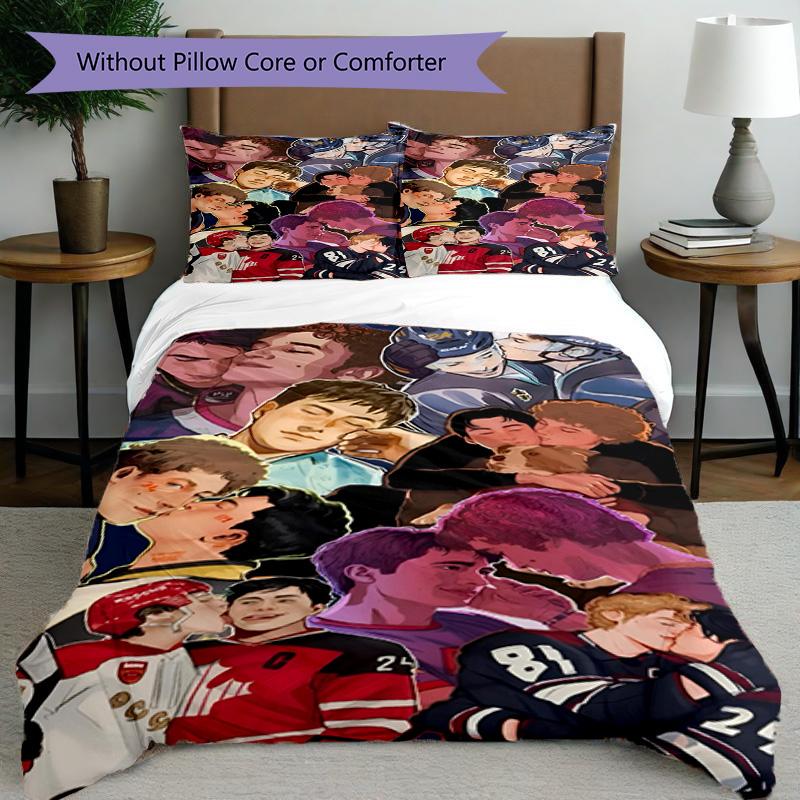 3pcs Duvet Cover Set (1*Duvet Cover + 2*Pillowcase, Without Core), Heated Rivalry Print Bedding Set, Bedroom Decor, All‑Season, Birthday Gift