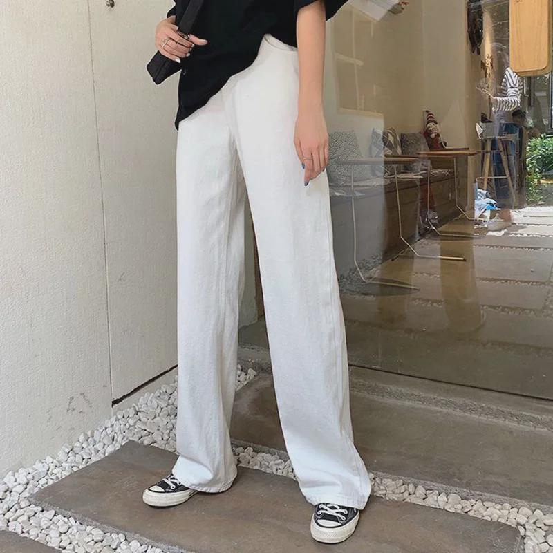 Women's Wide-Leg High-Waist Denim Pants - Slim, Loose Fit for Spring & Autumn 2024