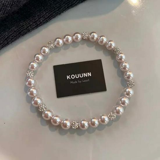 Elegant Korean-Style Bling Pearl Rose Faux Pearl Bracelet for Women