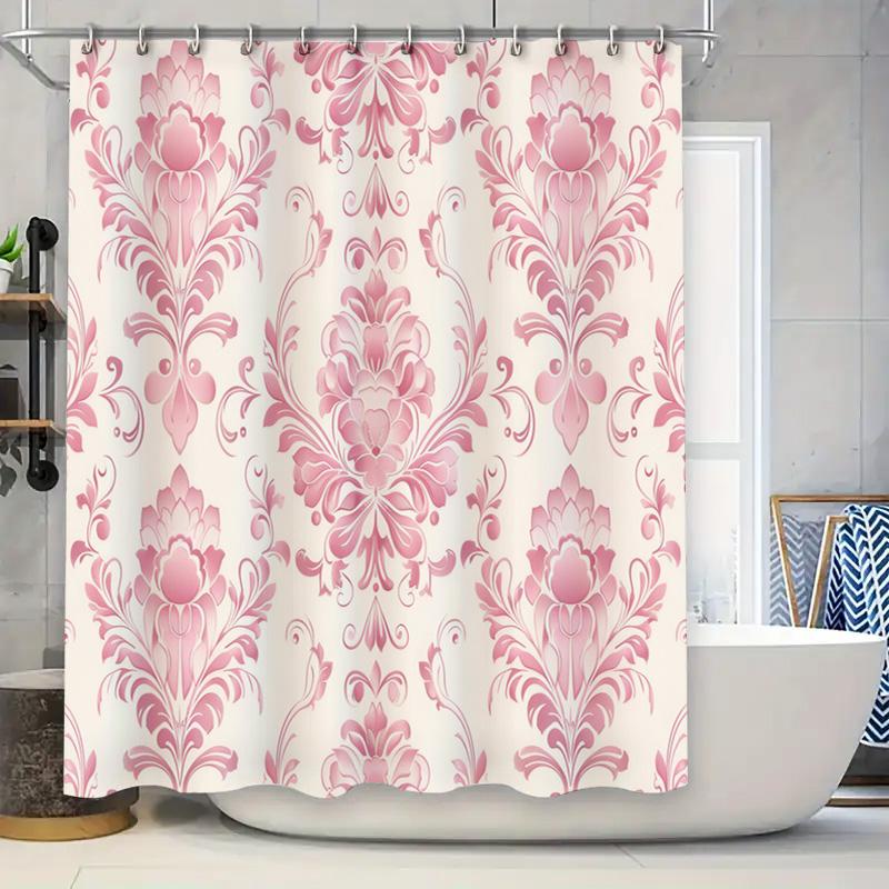 Vintage Pink Damask Shower Curtain Waterproof Home Decor Bathroom Accessories Decoration (180x180cm) 90x180cm