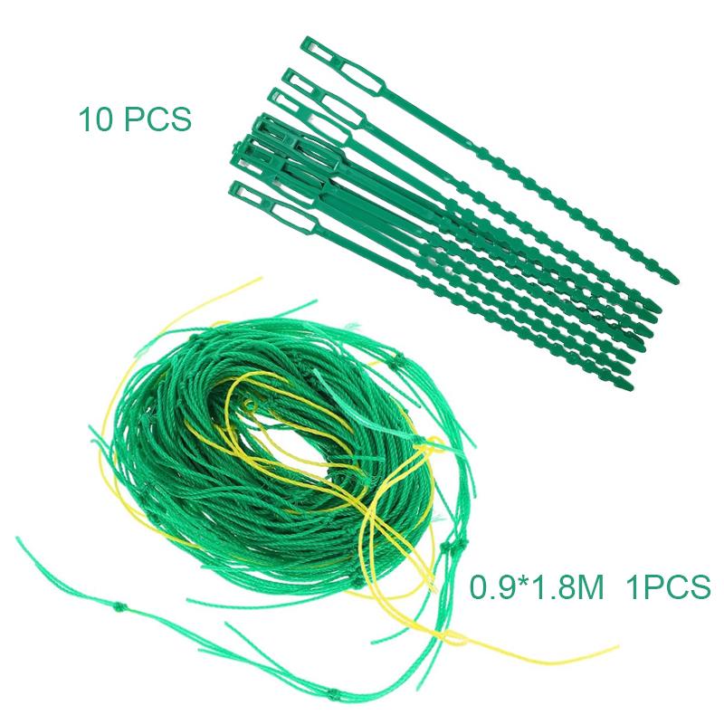 

18-strand Plant Trellis Netting Garden Vegetables Mesh Plant Support Vine Climbing Net with adjustable plastic gardening tie
