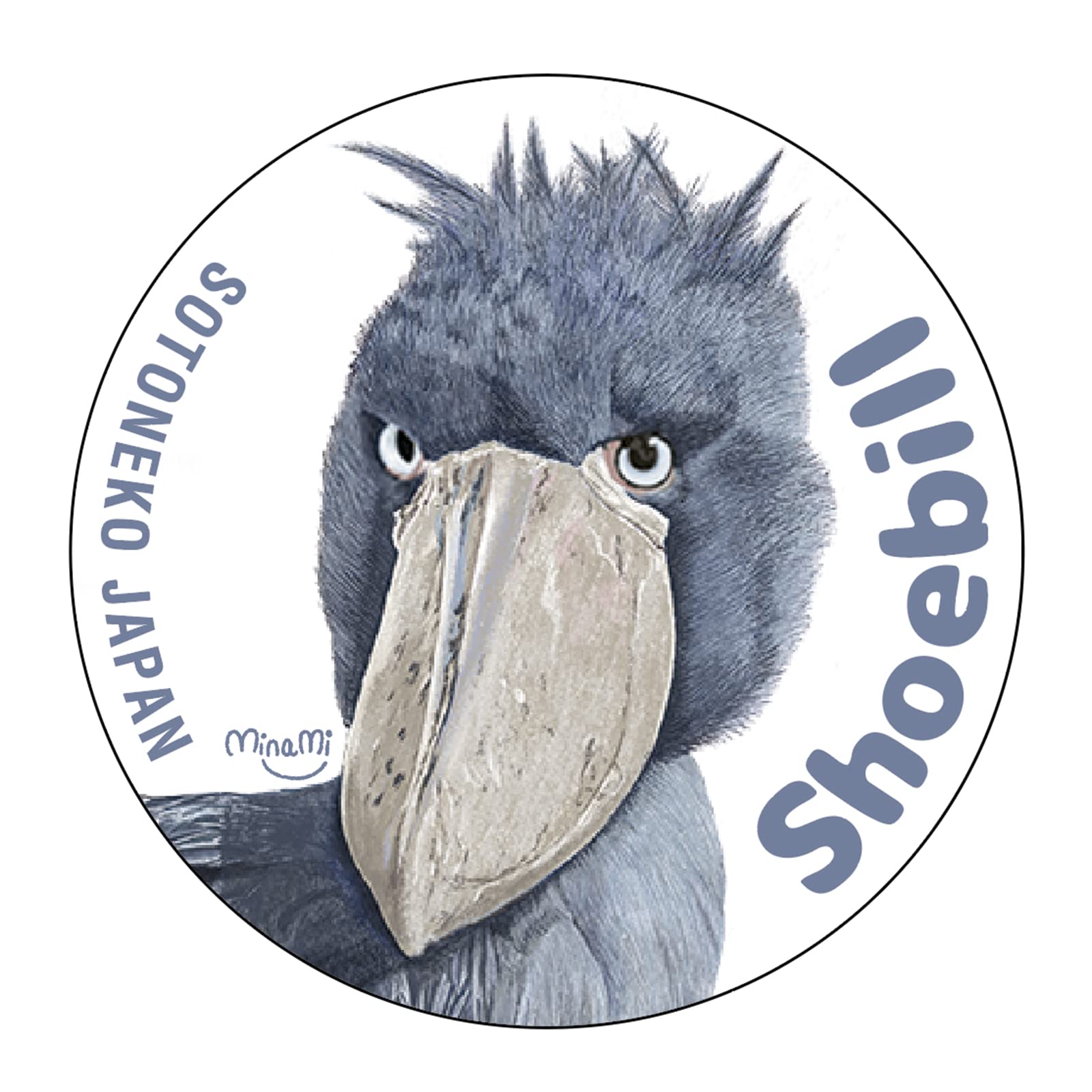 Shoebill Can Badge with Postcard, White, Made in Japan