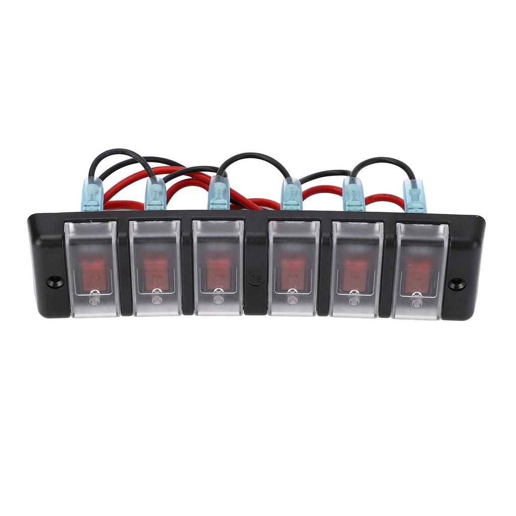 6-fach Schalterpanel vorverdrahtet Wippschalter mit Überlastschutz Rote LED Ein Aus Stromkreissteuerung