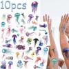 10sheets Colorful Jellyfish Tattoo Stickers For Arm Body Hand Temporary Waterproof Tattoo Stickers Kids Creative Party Gifts