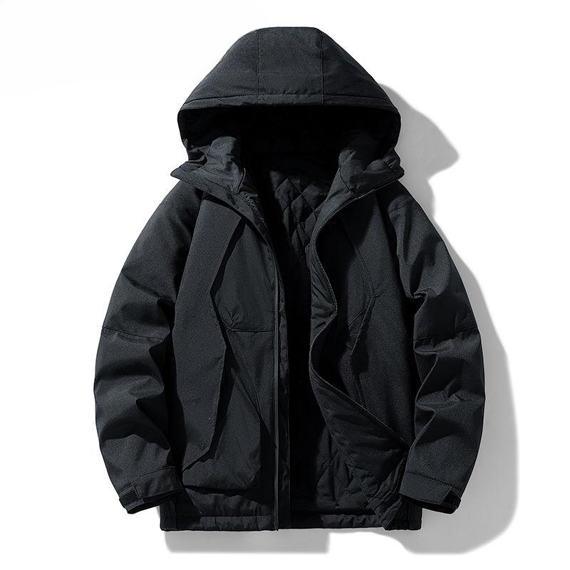 Men's Winter Plus Size 7XL & 8XL Warm Jacket - Thicken Hooded Padded Parka Black Winter Coat