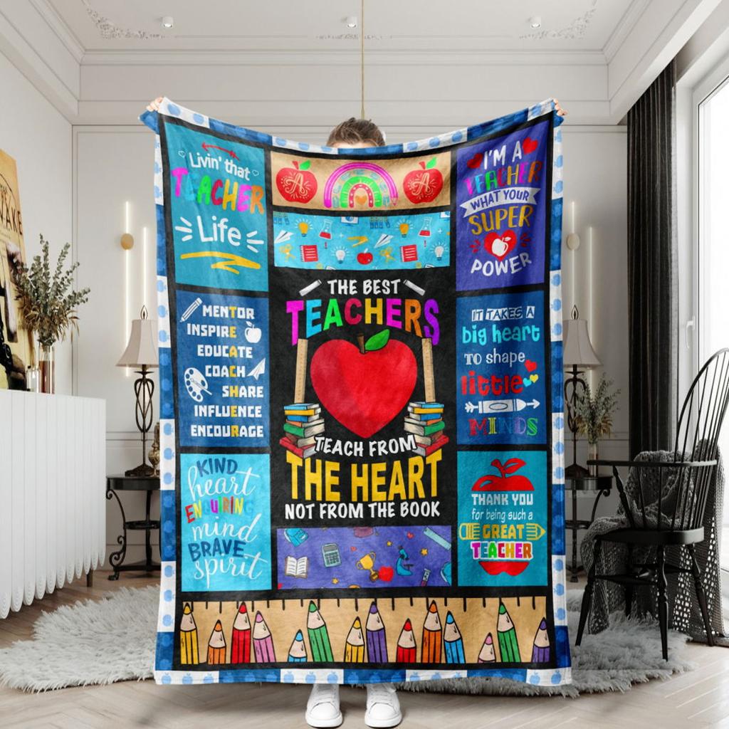 Family Message digital-printed polyester Bedroom velvet flannel soft sofa cover blanket Fleece soft sofa cover blankets for beds