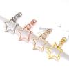10pcs/lot Star Pentagram Hollow Key Chains Gold Alloy Lobster Clasps Keychain DIY Accessories Key Rings Jewelry Making Findings