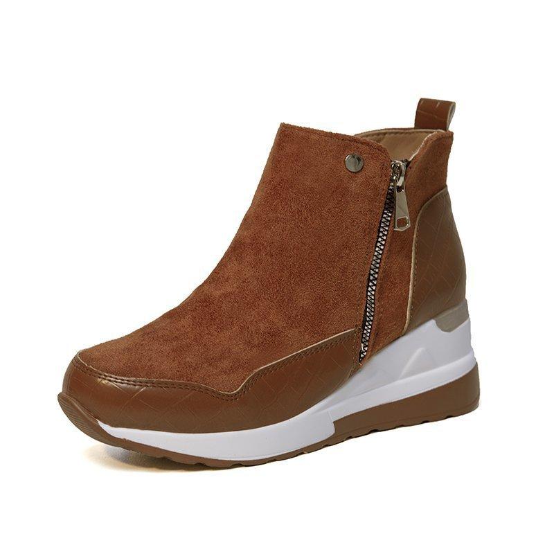 

European and American style large size boots winter new slope sports style single shoes heel snow boots 43 коричневий