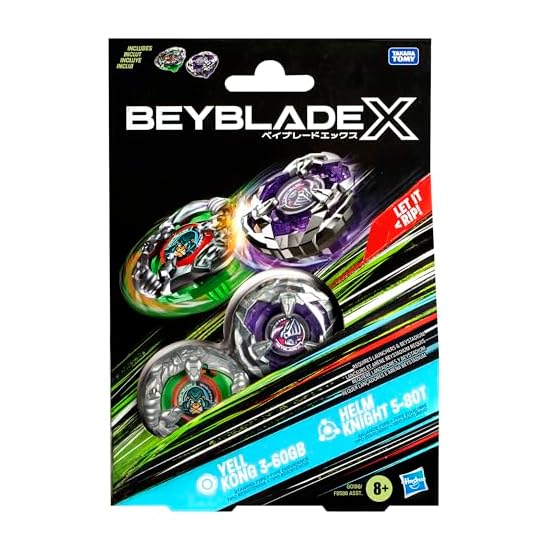 Beyblade X Yell Kong 3-60GB & Helm Knight 5-80T Dual Pack Set, Includes 2 Right-Spin Tops, Battle To