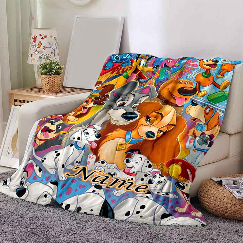 Custom 1pc Dogs Cartoon World Blanket, Soft And Comfortable Blanket, Casual Warm, Camping Travel Blanket, Birthday Gift Q910100