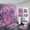 Abstract Pink Marble Shower Curtain Set Gold Textured Modern Geometric Ink Art Bathroom Decor Door Rug Bath Mat Toilet Lid Cover