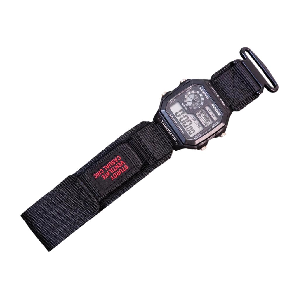 Hook And Fastener Nylon Watch Band With Reinforced Edges Comfortable Breathable Adjustable Length For Men Women Unisex