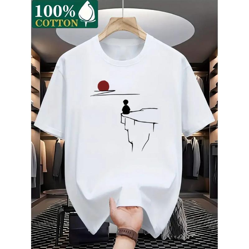 European sizes Men s Fashion Crew Neck T-Shirt S белый