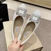French Ladyshoes Single Shoes 2025 New Spring and Autumn Gentle Evening Pointed Shoes Flat Bottom Shallow Mouth Soft Bottom Temperament Rhinestone
