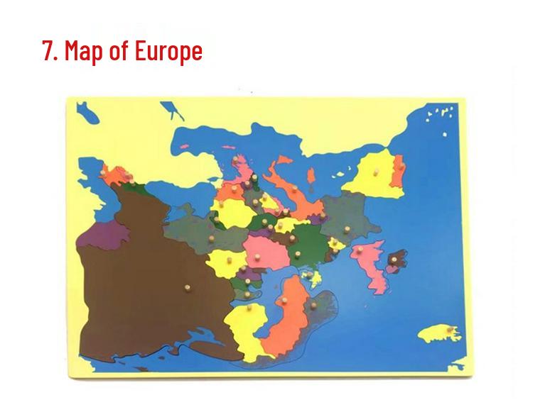 Montessori Beech Wood Map Puzzle & Flag Set for Classroom Display