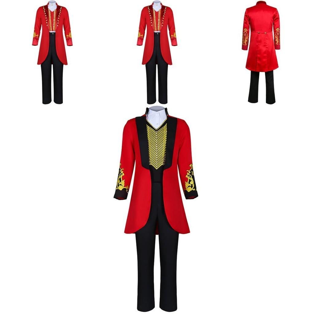 Der König des Zirkus Barnum Cosplay Kostüm für Männer Rot und Schwarz Polyester Mischgewebe