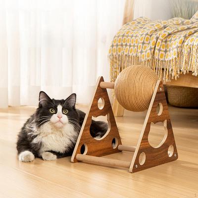 Balle Grattoir pour petit animal de compagnie moyen Base en Bois Stable Jouet d'Intérieur