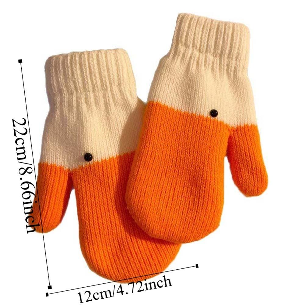 Fashion Orange Cartoon Goose Gloves Polyester Windproof Winter Knitted Gloves Warmer Thickened Anti-cold Mittens Outdoor