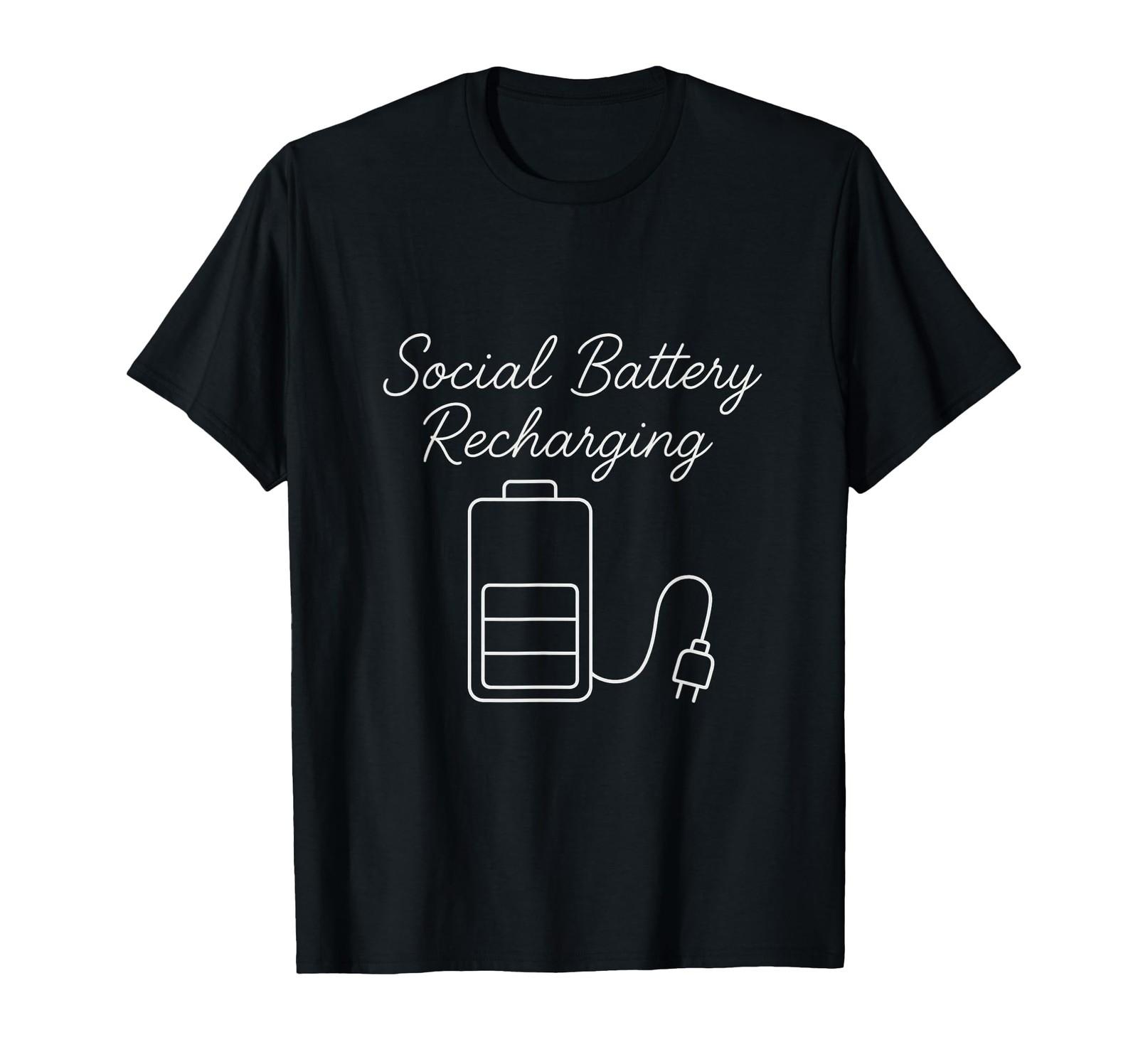 Social Battery Recharging Funny Introvert Minimalist T-Shirt S разноцветный