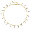 Gold Plated Twisted Chain Dangling Teardrop Pearl Choker Necklace