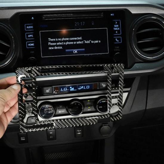 Soft Carbon Fiber GPS Navigation Screen Panel Trim Fits Toyota Tacoma 2016-21