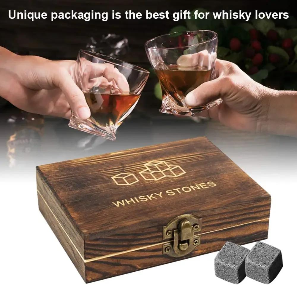 Whiskey Stones Gift Set Granite Chilling Stones Whiskey Rocks Reusable Ice Cubes Best Drinking Gift