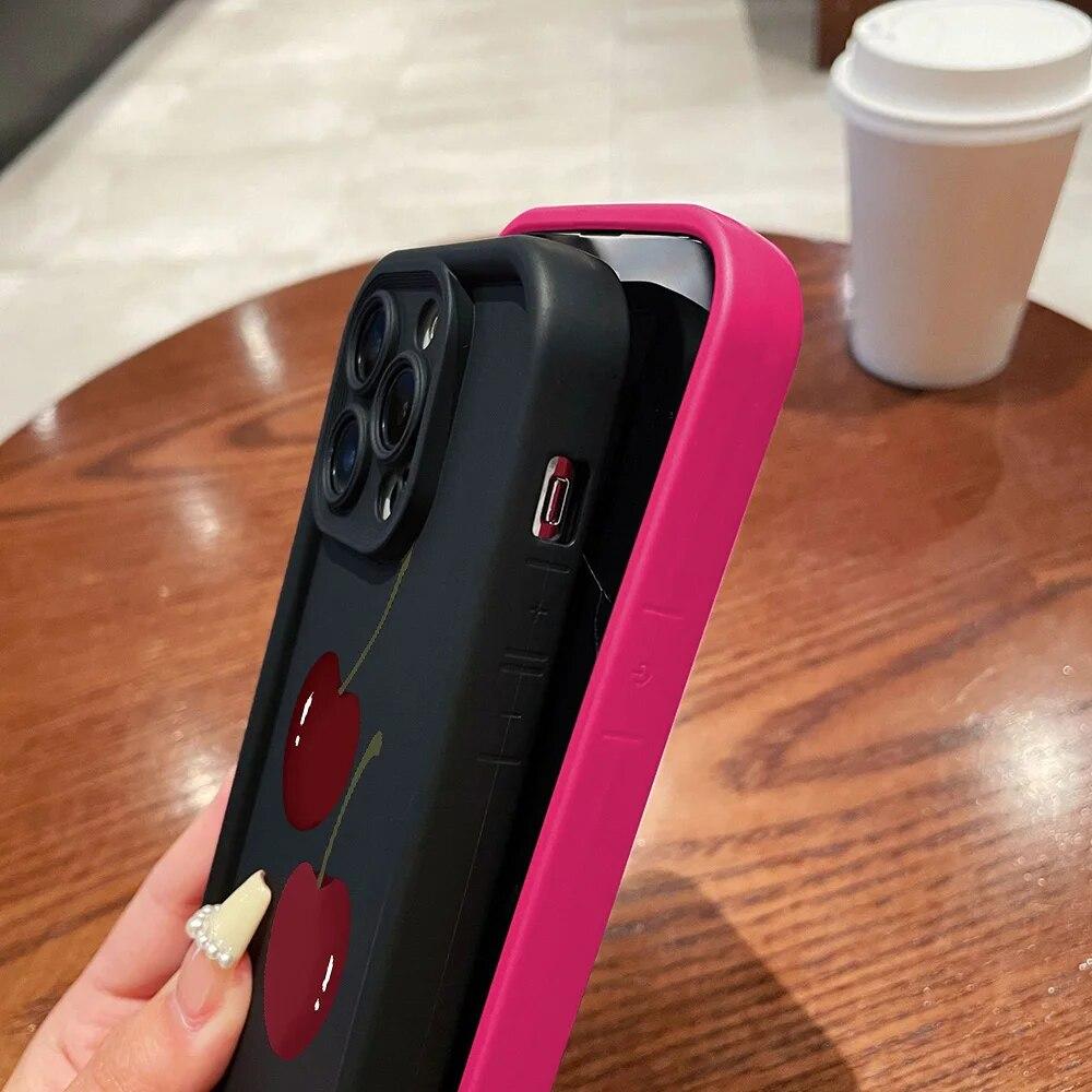 Cute Cherry Phone Case For iPhone 11 Case Funda iPhone 15 14 13 12 Pro Max X XS XR 7 8 Plus SE 2020 Soft Matte Candy Color Cover
