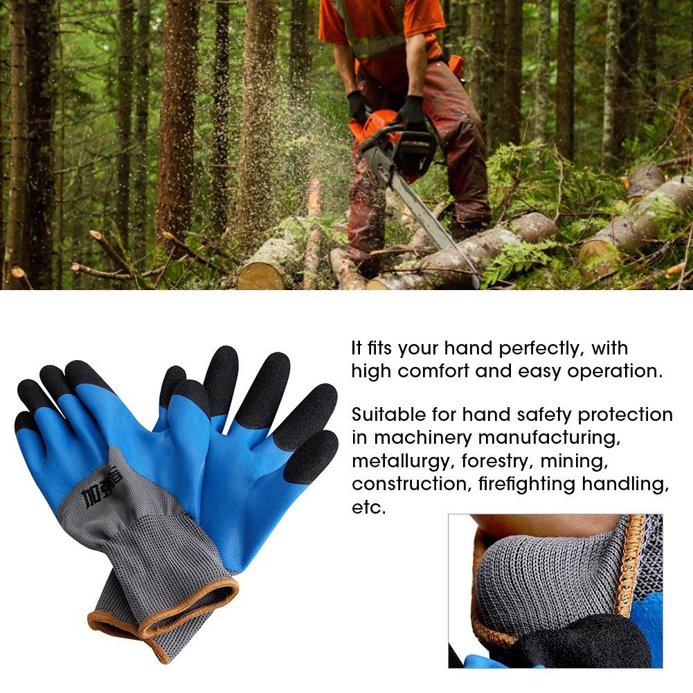 Foam Coated Nylon Dipped Wrinkle Safety Work Gloves Wear Resistance Non slip(Gray+Blue)