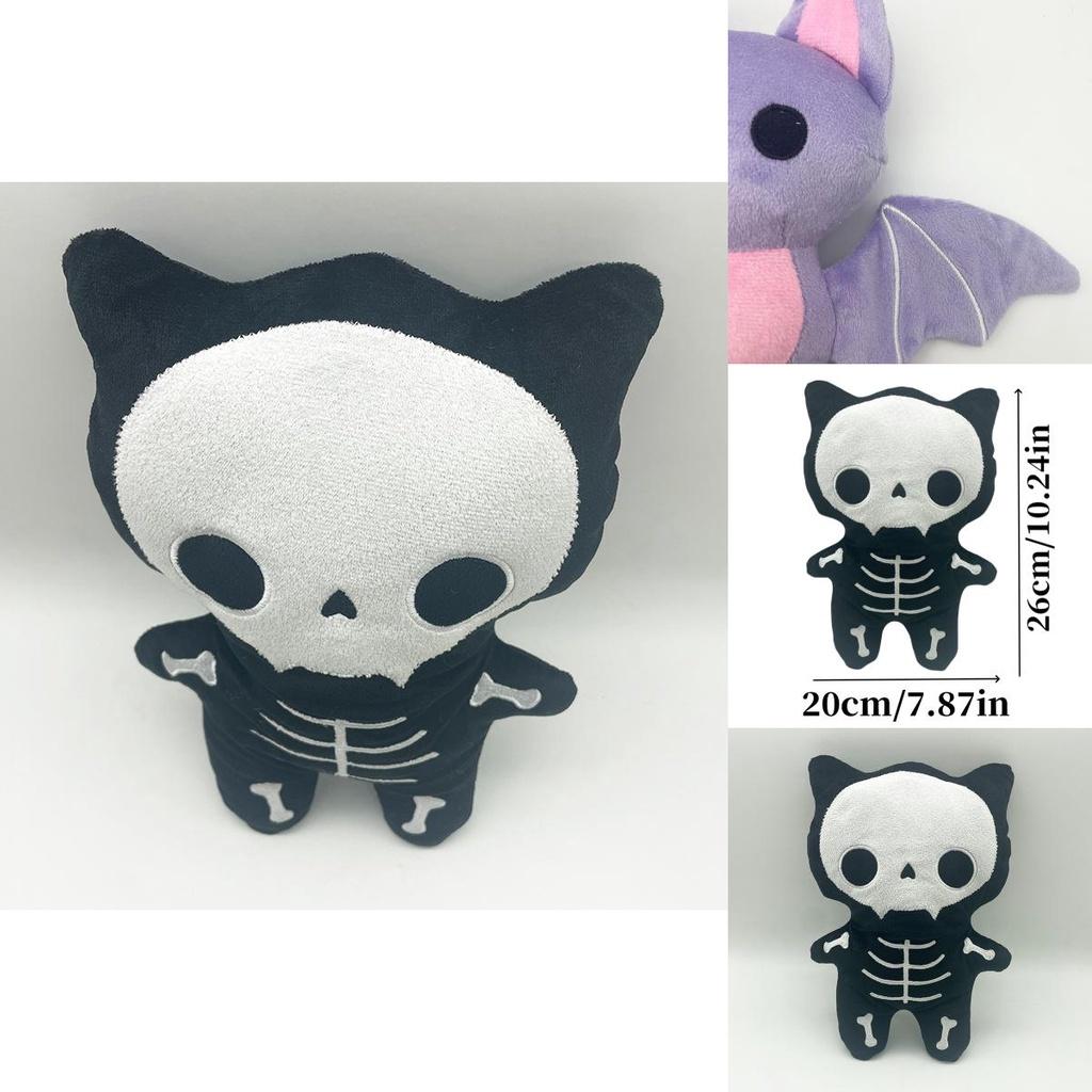 Cute Skeleton Cat Pillow Plush Soft And Cuddly Halloween Animal Toy