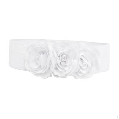 Elastic Waist Belt for Women with Floral Design