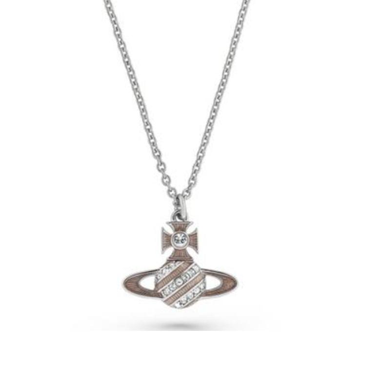 

Vivienne Westwood Assita Saturn Alps Shaped Necklace Unisex necklace Brass White-Metal Enamel 630203FI-02P608 Basic Packaging-Dust Bag+Box