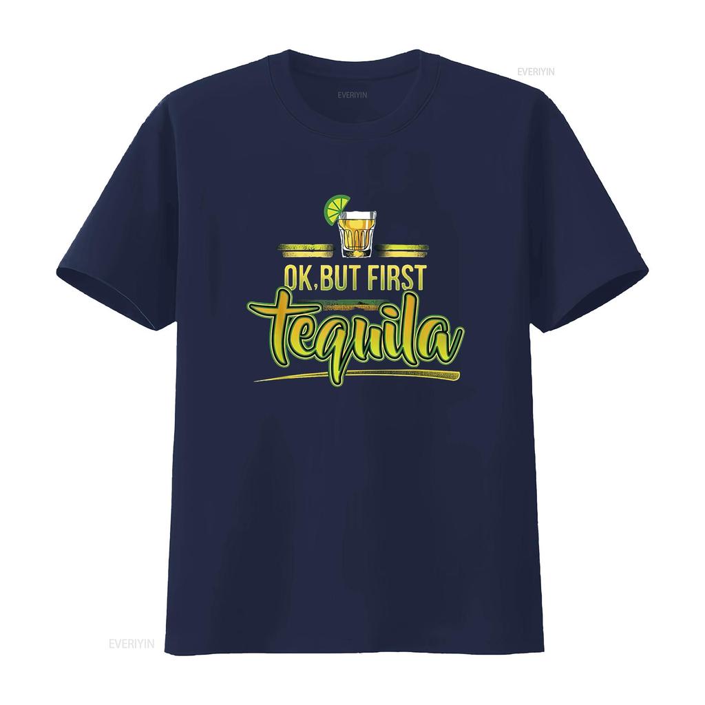 OK But First Tequila Mexican Party Shots Fun Weeke Women s  T Shirt with Trendy Prints Perfect for Summer vintage Washed
