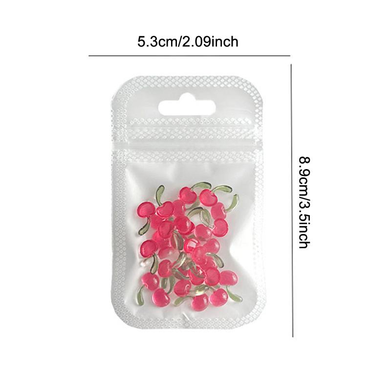 30 Stück Süße 3D Mini Rote Kirsche Nagelkunst Zubehör Harz Frucht Nagel Anhänger Schmuck Nagelkunst Dekorationen Teile DIY Maniküre Werkzeug