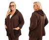 Sudadera Marrón para Mujer Talla Grande con Cremallera y Capucha