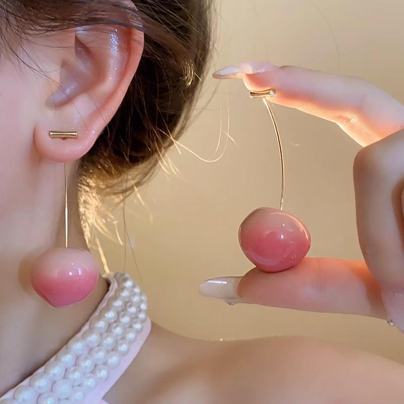 Pink Cherry Tassel Stud Earrings ZY0020