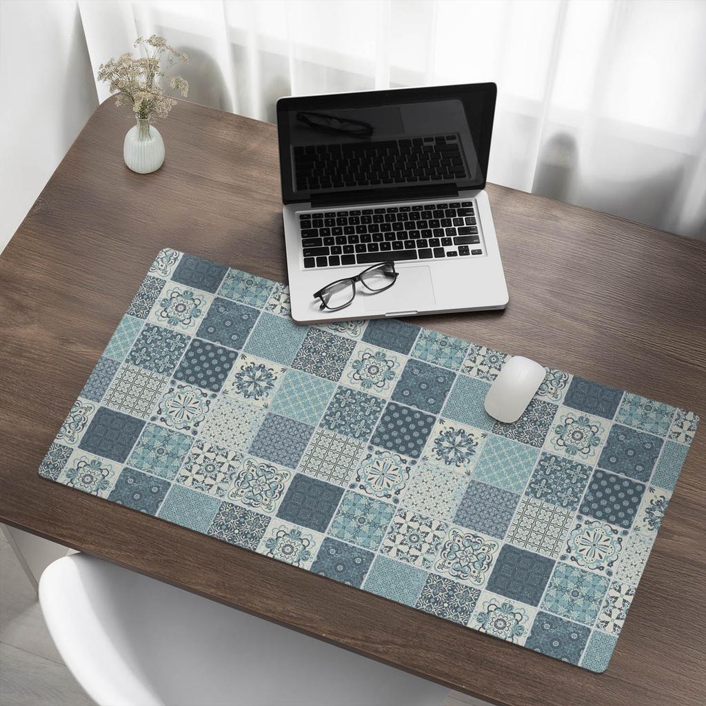 Anti-slip Protective Desk Mat with Mosaic Tile Pattern 100x50 cm