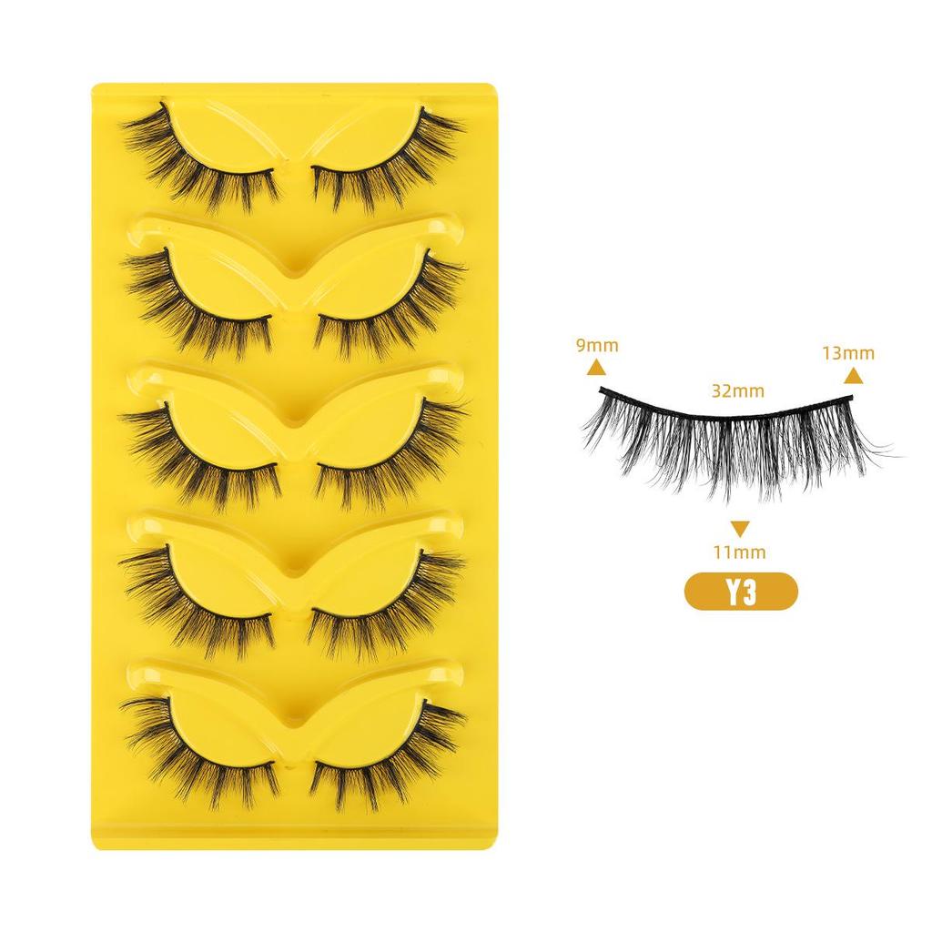 Five-Pair Set of Thick, Curly, 3D Fox-Eye Cat-Eye False Eyelashes