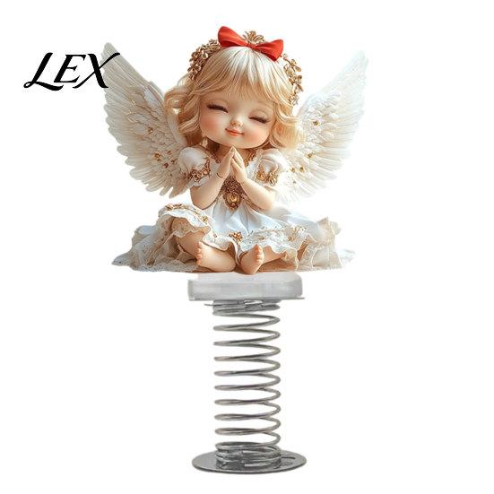 Desktop Decorative Figures Angel Girl Car Spring Ornament, 2D Double Sided Acrylic Dashboard Bouncing Healing Office Desk Ornament Decor with Adhesive