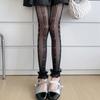 Women Hollowout Heart Pattern Fishnet Tights No Toes Pantyhose High Waist Footless Ruffle Lace Trim Leggings Stockings
