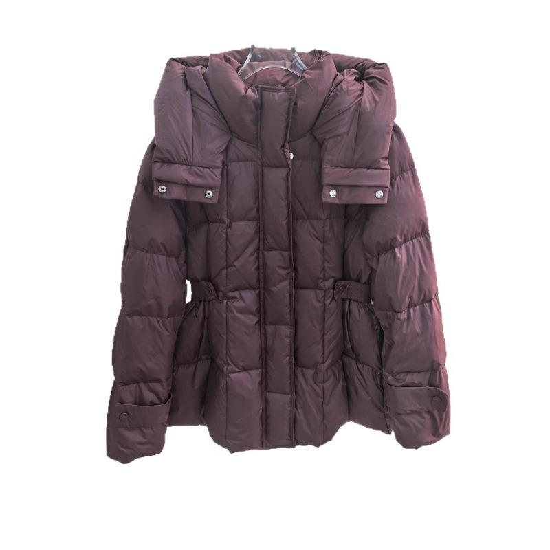 White duck down jacket women's winter new temperament waist slim and thin hooded fashion warm thickened coat