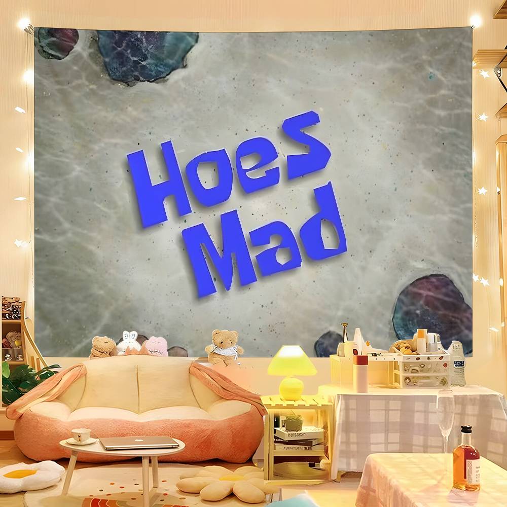 1pc Hoes Mad Funny Colorful Hippie Psychedelic Bedroom Dorm Decor Aesthetic 74x94cm(29x37in)