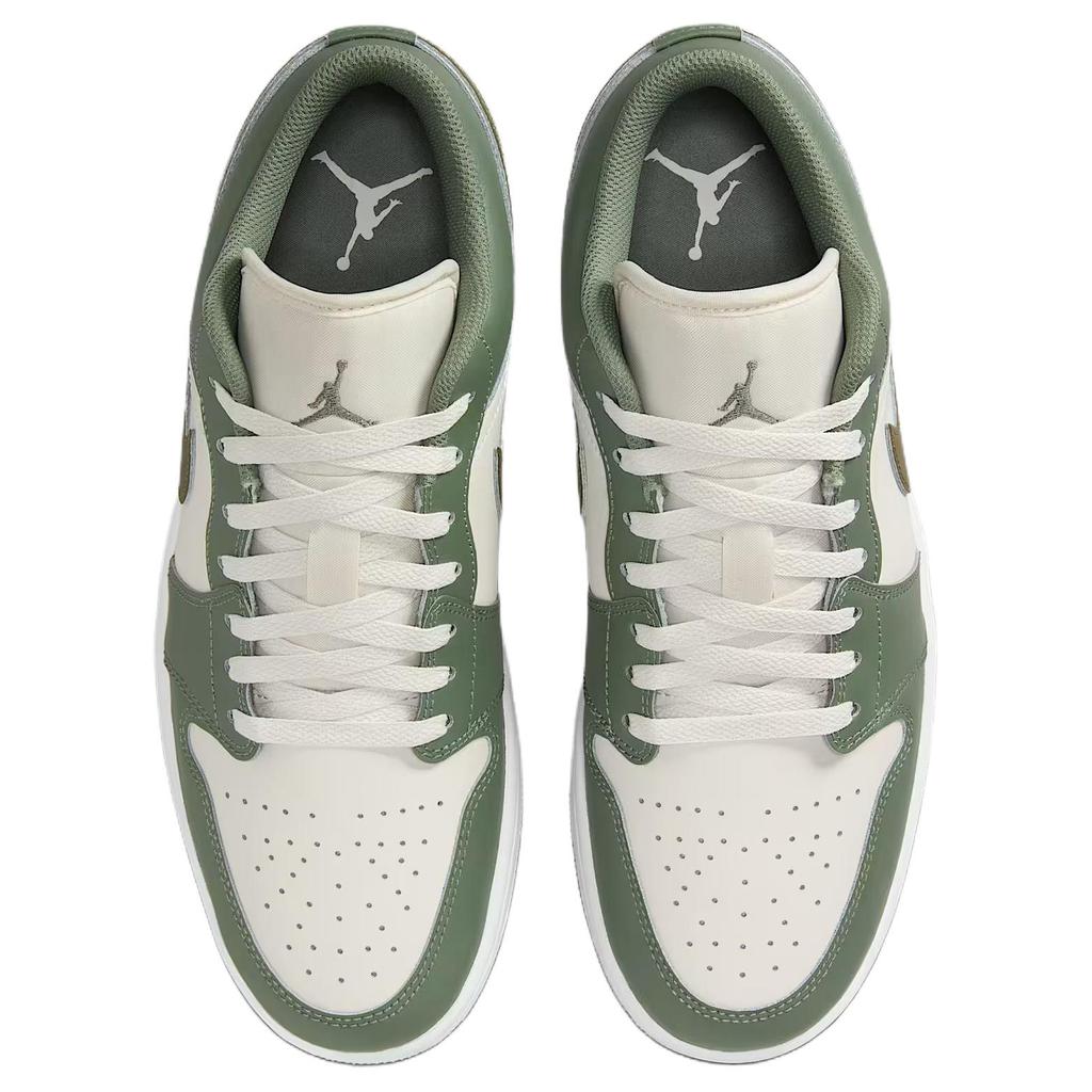 Jordan Air 1 Pohodlné nošení Nízké Retro Basketbalové boty Pánské tenisky Zelená Bílá 553558-300