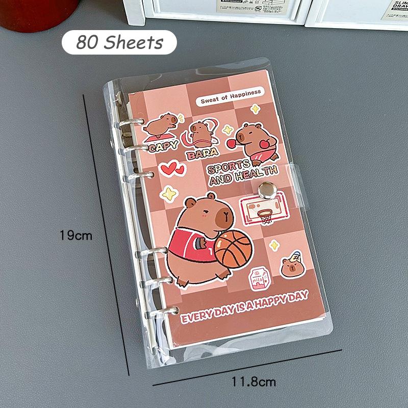 Cute Capybara Hand Book Lovely Loose-Leaf Student Notebook Diary Cartoon Portable Detachable Notepad Student Stationery Gifts