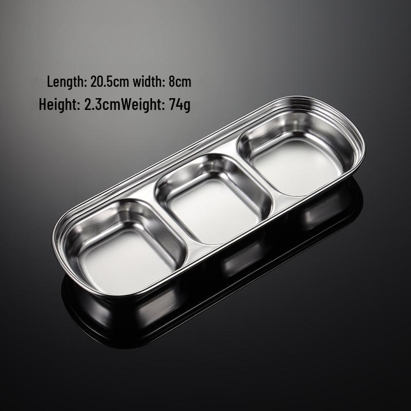 Stainless Steel 3-Compartment Square Sauce Dish Set
